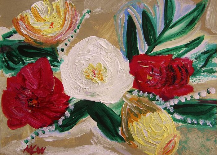 Roses Greeting Card featuring the painting Five Leaf by Mary Carol Williams