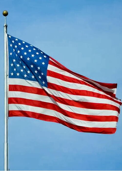 Flag Greeting Card featuring the photograph Flag USA by Holden The Moment