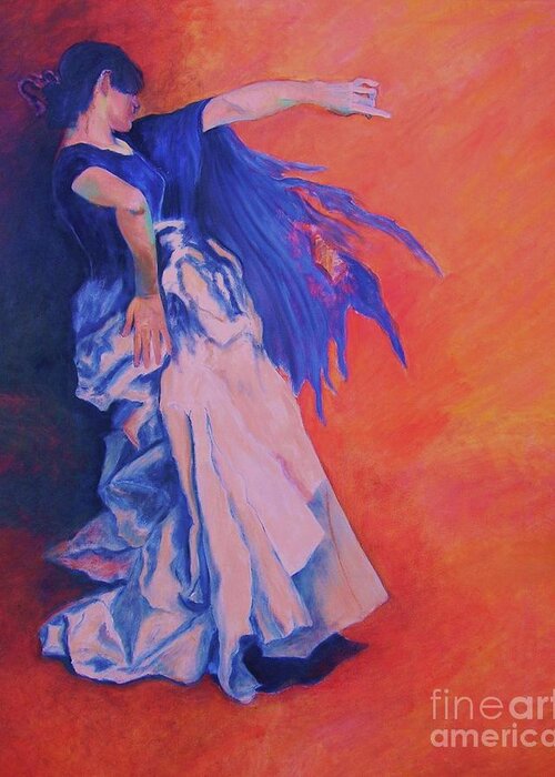 Flamenco-dancer-oilpainting Greeting Card featuring the painting FLAMENCO-John Singer-Sargent by Dagmar Helbig