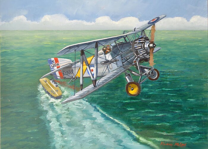 Aviationart Greeting Card featuring the painting Flight of the Flycatcher 2 by Murray McLeod