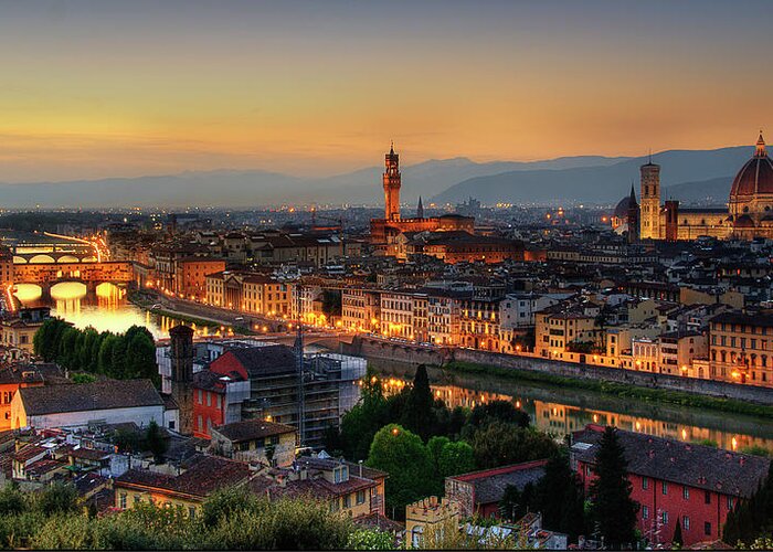 Tranquility Greeting Card featuring the photograph Florence At Dusk by Photo Art By Mandy
