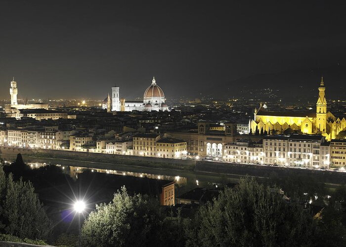 Florence Greeting Card featuring the photograph Florence by night by Alberto Martini