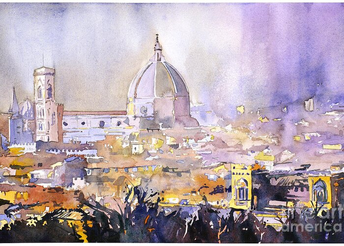 Duomo Greeting Card featuring the painting Florence Duomo by Ryan Fox