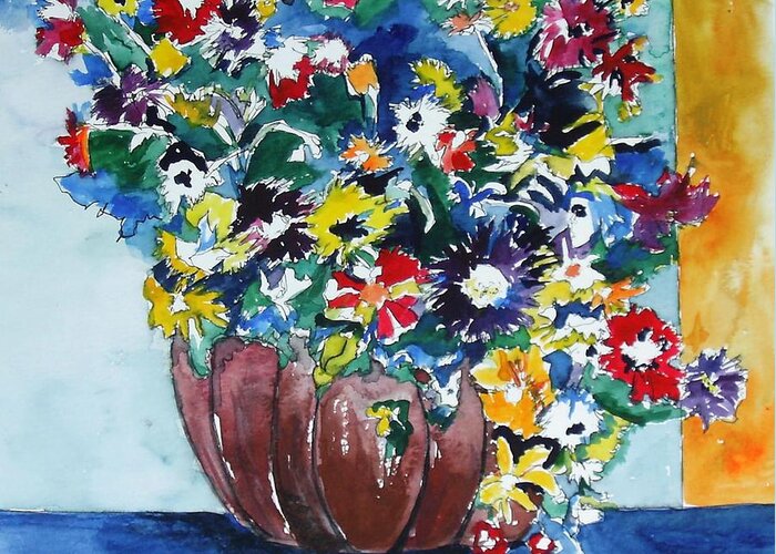 Flower Jubilee Greeting Card featuring the painting Flower Jubilee by Esther Newman-Cohen