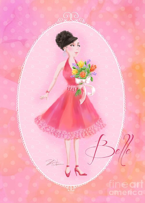 Ladies Greeting Card featuring the mixed media Flower Ladies-Belle by Shari Warren