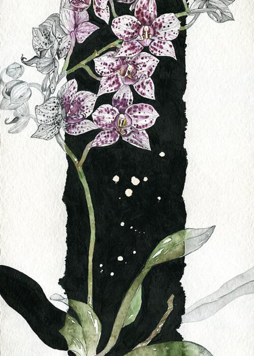 Art Greeting Card featuring the painting Flower ORCHID 04 Elena Yakubovich by Elena Daniel Yakubovich