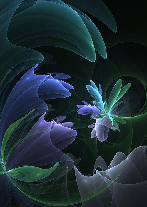 Abstract Greeting Card featuring the digital art Flowering Fantasy by Gabiw Art