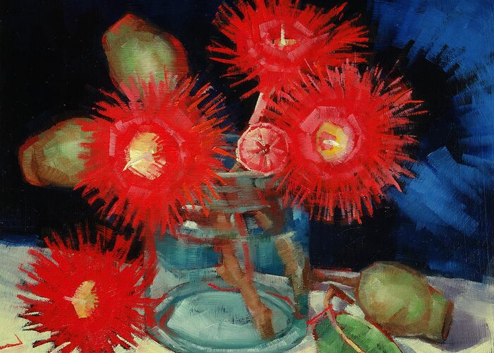 Flowers Greeting Card featuring the painting Flowering Gum Still life by Margaret Stockdale