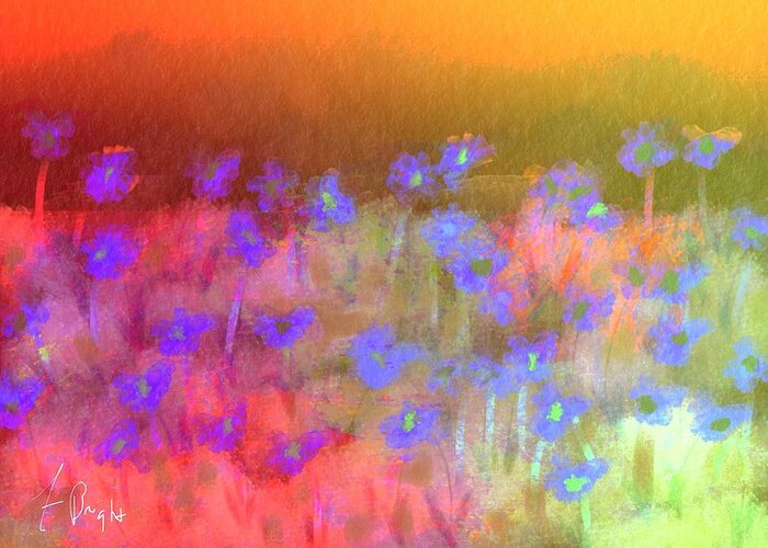 Flowers Painting Greeting Card featuring the digital art Flowers at Dusk by Frank Bright