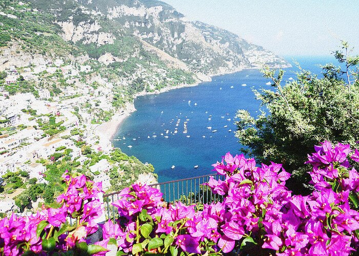 Italy Greeting Card featuring the photograph Flowers Of Positano Italian Summer by Irina Sztukowski