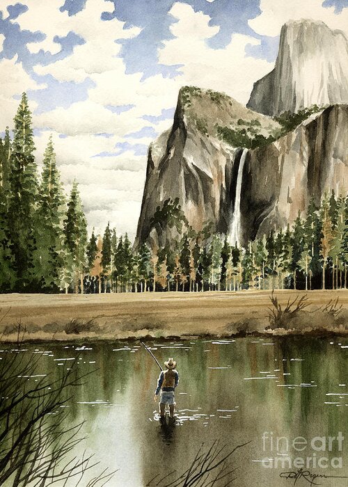 Yosemite Greeting Card featuring the painting Flyin Yosemite by David Rogers