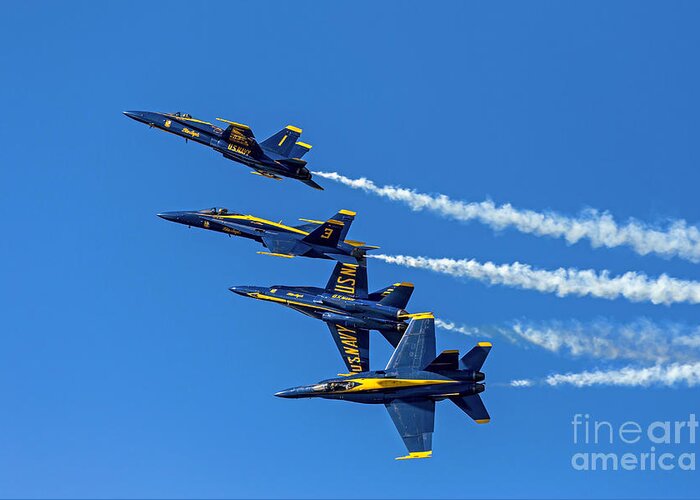 Blue Angels Greeting Card featuring the photograph Flying Formation by Kate Brown
