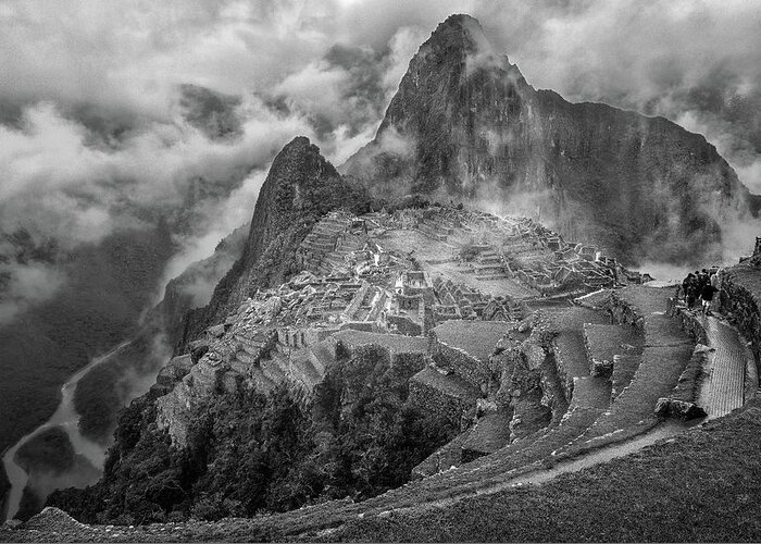 Machu Picchu Greeting Card featuring the photograph Fog In The Machu Picchu by Richard Huang