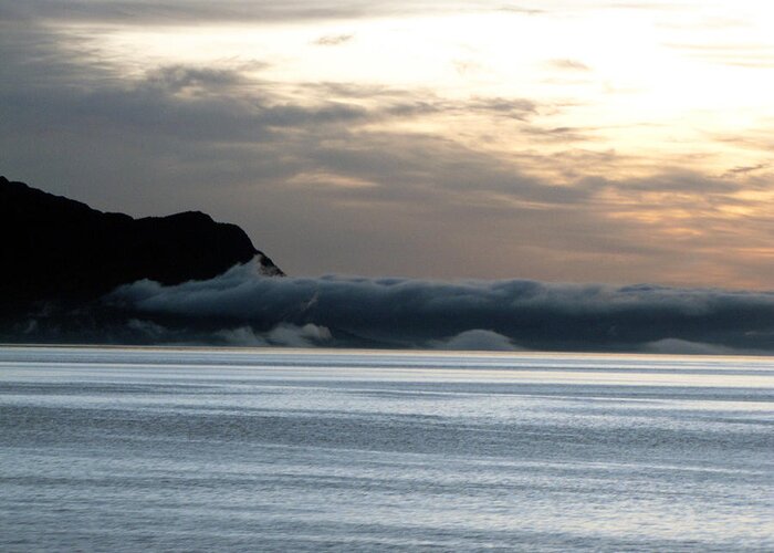 Alaska Greeting Card featuring the photograph Fog Roll Sunset by Jennifer Wheatley Wolf