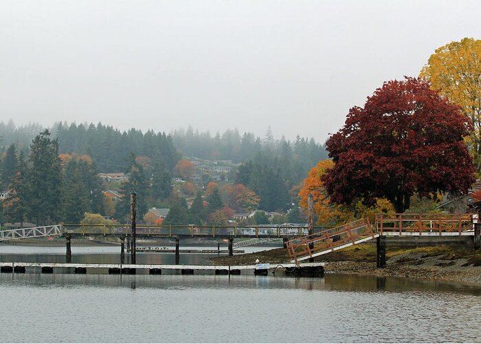 Gig Harbor Greeting Card featuring the photograph Foggy Day in October by E Faithe Lester