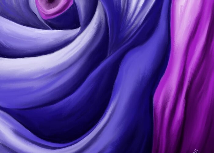 Abstract Greeting Card featuring the digital art Folds of purple by Heidi Creed