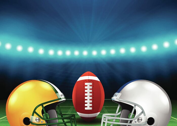 Sports Helmet Greeting Card featuring the digital art Football Background by Filo