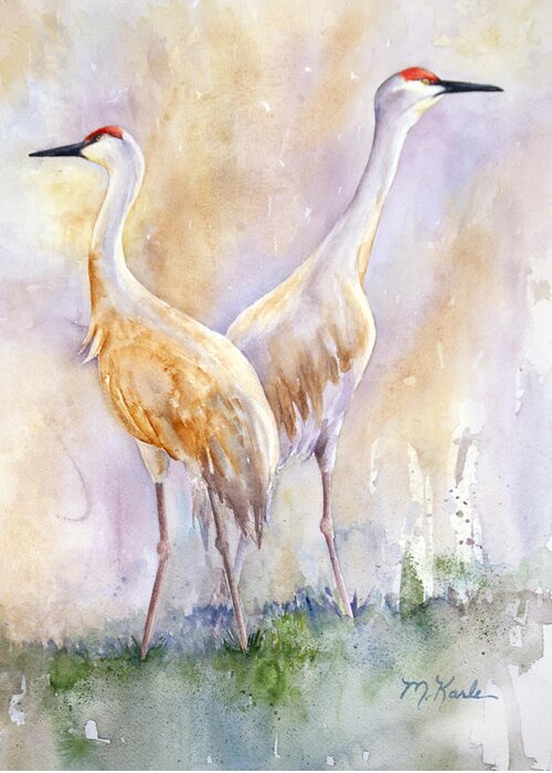 Cranes Greeting Card featuring the painting For Life by Marsha Karle
