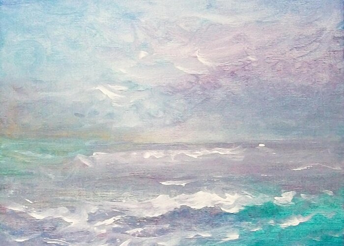 Seascape Greeting Card featuring the painting Force of Nature by Jane See