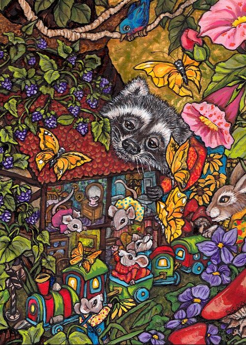 Forest Greeting Card featuring the painting Forest Whimsey by Sherry Dole