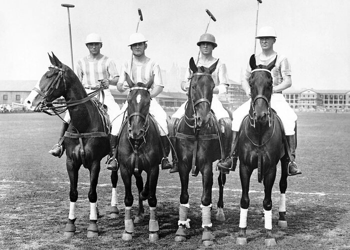 1920s Greeting Card featuring the photograph Fort Hamilton Polo Team by Underwood Archives