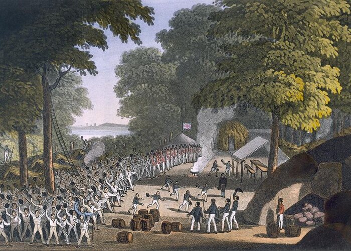 Illustration Greeting Card featuring the drawing Fort Maxwell, 1820 by English School