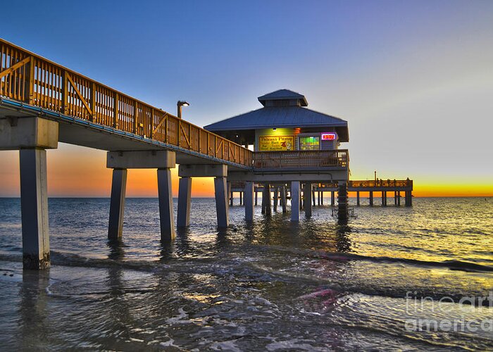 Seas Greeting Card featuring the photograph Fort Myers Beach Pier 3 by Timothy Lowry