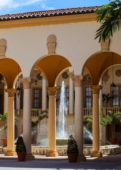Arches Greeting Card featuring the photograph Fountain and Columns at the Biltmore by Ed Gleichman