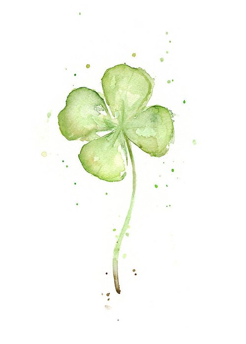 St Patricks Greeting Card featuring the painting Four Leaf Clover Lucky Charm by Olga Shvartsur