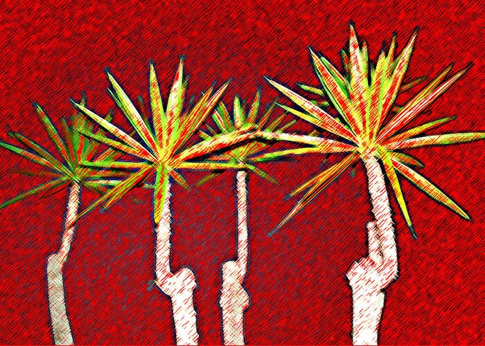 Plants Greeting Card featuring the photograph Four Yuccas in Red by Andre Aleksis