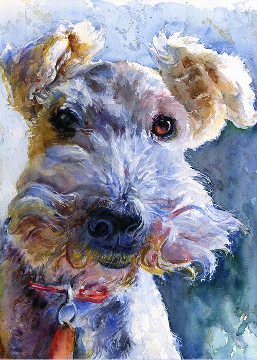 Dog Greeting Card featuring the painting Fox Terrier Full by John D Benson