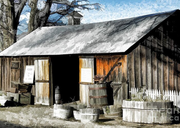 Wooden Shed Greeting Card featuring the photograph Foxen Winery by Kathleen Gauthier