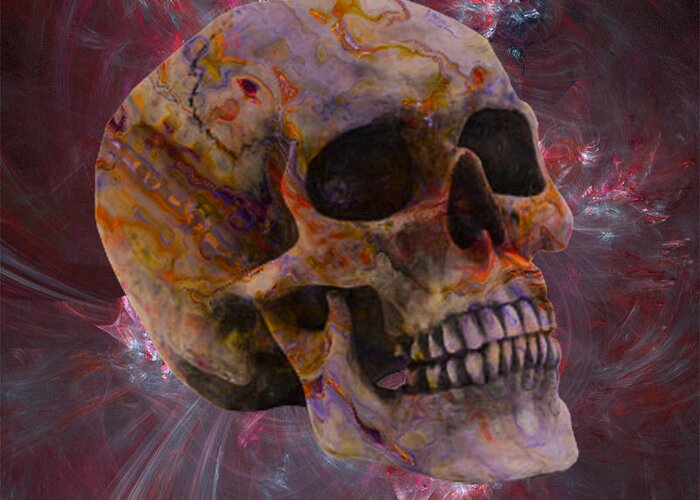 Skull Greeting Card featuring the digital art FracSkull 1 by Chris Thomas