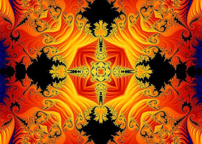 Kaleidoscope Greeting Card featuring the digital art Fractal Flames No 1 by Charmaine Zoe