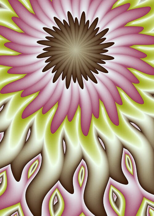 Fractal Greeting Card featuring the digital art Fractal Psychedelic by Gabiw Art