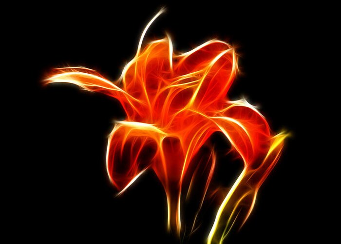 Flowers Greeting Card featuring the Fractaled Lily by Bill Barber