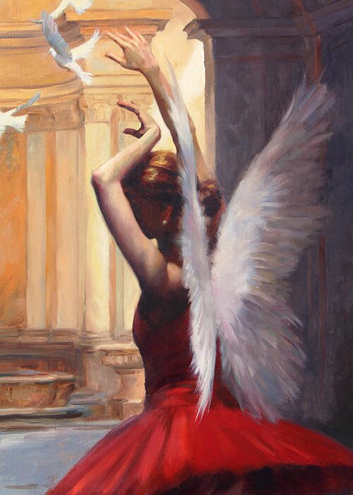 Dancer Greeting Card featuring the painting Fragile Grace by Anna Rose Bain