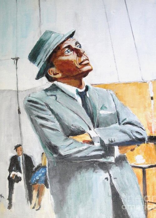 Frank Sinatra Greeting Card featuring the painting Frankly Speaking by Judy Kay