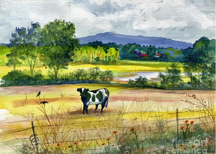 Farm Scene Greeting Card featuring the painting French Creek Farm by Marilyn Smith