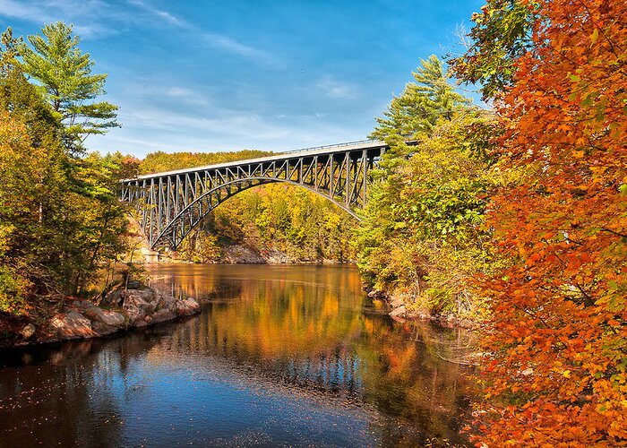 Autumn Greeting Card featuring the photograph French King Bridge in Autumn by Mitchell R Grosky