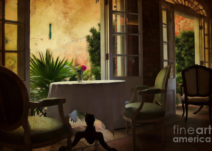 Tables Greeting Card featuring the photograph French Quarter Dining at Cafe Amelie by Kathleen K Parker
