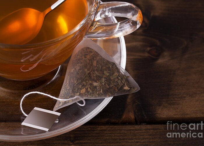 Tea Greeting Card featuring the photograph Fresh glass cup of tea by Simon Bratt