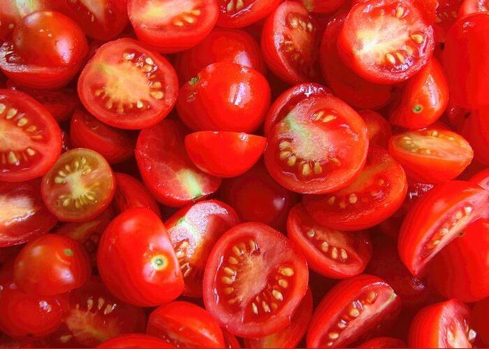 Food Greeting Card featuring the photograph Fresh Red Tomatoes by Amanda Stadther