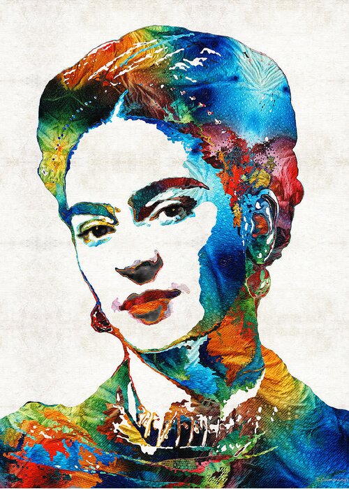Frida Kahlo Greeting Card featuring the painting Frida Kahlo Art - Viva La Frida - By Sharon Cummings by Sharon Cummings