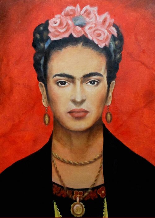 Frida Greeting Card featuring the painting Frida Kahlo by Yelena Day