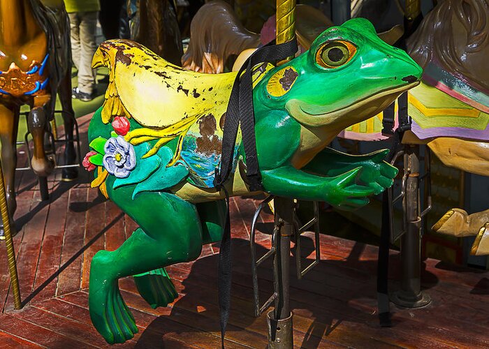 Frog Greeting Card featuring the photograph Frog carrousel ride by Garry Gay