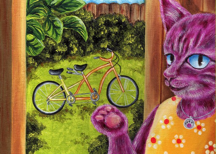 Cat Illustration Greeting Card featuring the painting From Purple Cat illustration 22 by Hiroko Sakai