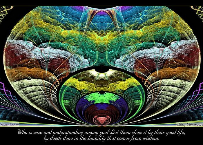 Fractal Greeting Card featuring the digital art From Wisdom by Missy Gainer