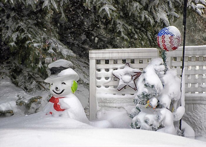 Holiday Card Greeting Card featuring the photograph Frosty The Snow Man by Thomas Woolworth