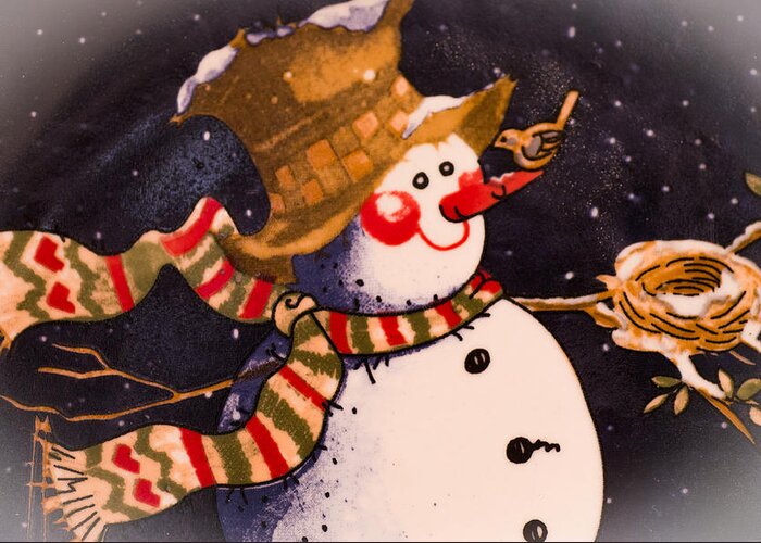 Snowman Greeting Card featuring the photograph Frosty by Will Wagner